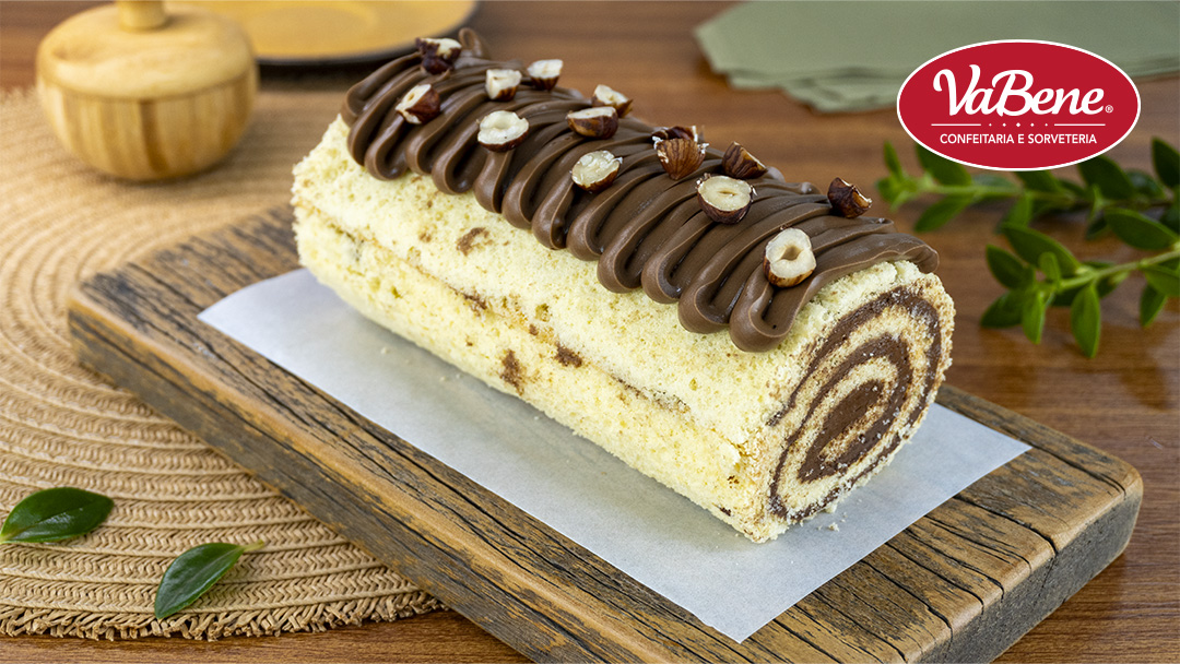 Rocambole de Chocolate com Avelã